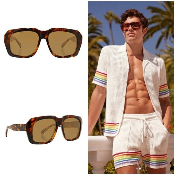 MR TURK by TRINA TURK Andros Sunglasses ~ Tortoise Brown Acetate Polarized NWT - Picture 1 of 16